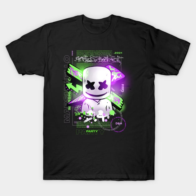 Marshmello | Neon EDM party T-Shirt by DenielHast